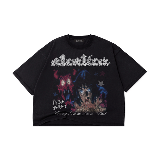 Alcalica Saints & Sinners Drop Crop Tee Black