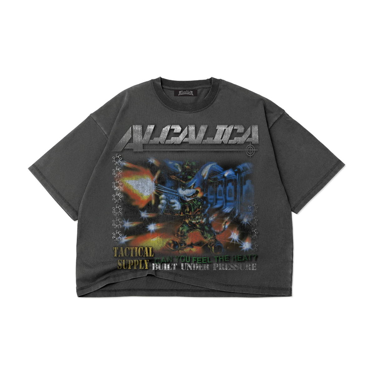 Alcalica Tactical Division Drop Crop Tee Vinatge Black