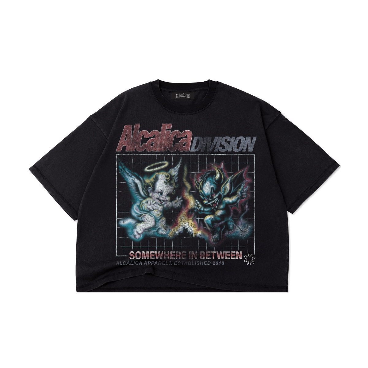 Alcalica Between Worlds Drop Crop Tee Black